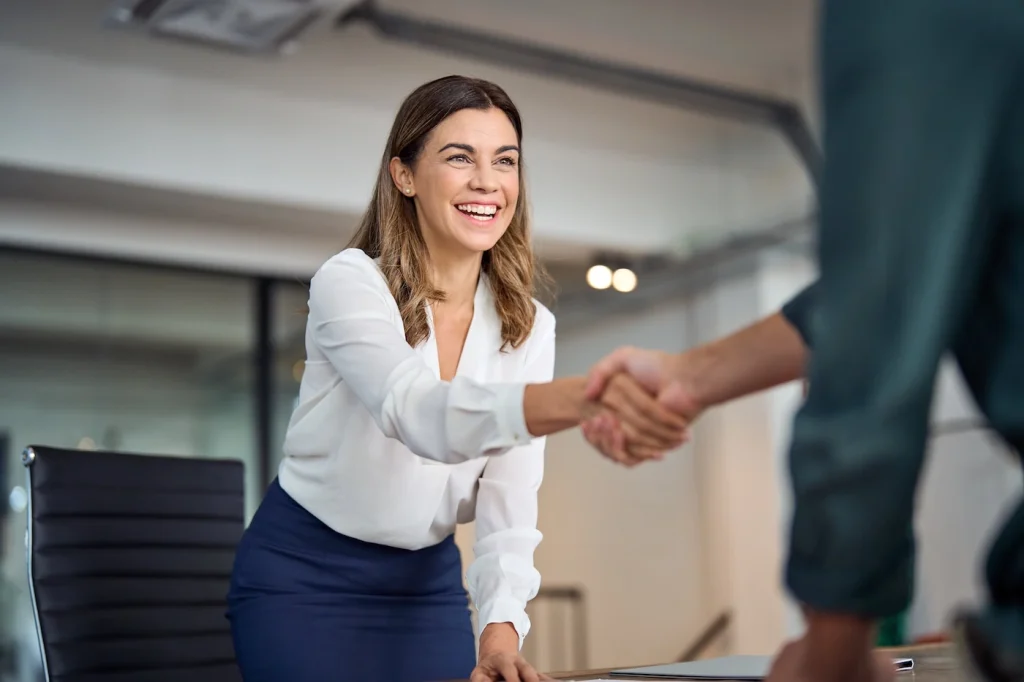People meet for business growth consulting.